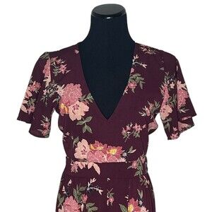 Crystal Sky Romper Shorts Dress Size‎ 7 Floral Zipper Open Back Belt Party